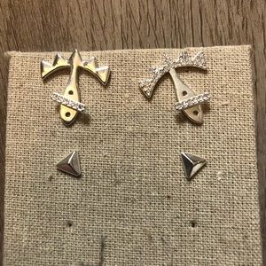 STELLA & DOT PAVE’ TRIANGLE 6 IN 1 EAR JACKET EARRINGS
